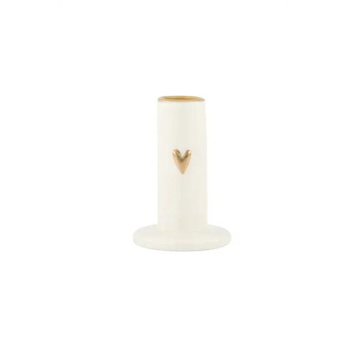 ZUSSS ZUSSS KANDELAAR KERAMIEK HARTJE M WIT/GOUD