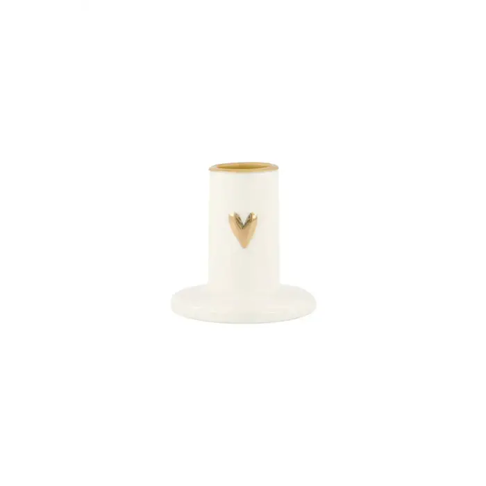 ZUSSS ZUSSS KANDELAAR KERAMIEK HARTJE S WIT / GOUD