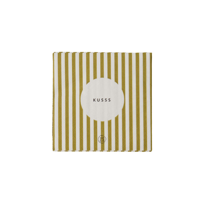 ZUSSS ZUSSS SERVETTEN KUSSS STREEP 12,5X12,5CM WIT/OKER