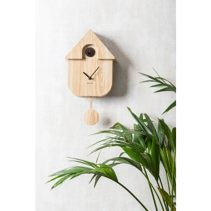 PT WALL CLOCK MODERN CUCKOO LIGHT WOOD