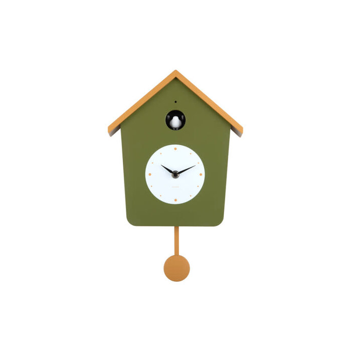 PT WALL CLOCK CUCKOO LIGHT ARMY GREEN & OCHRE
