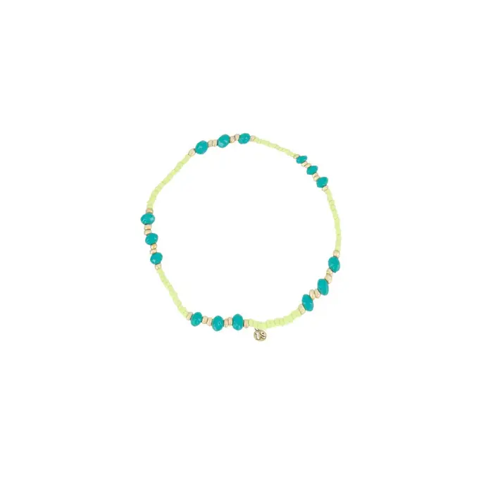 ZUSSS ZUSSS ARMBAND ELASTIEK KRAAL LIME / TURQUOISE