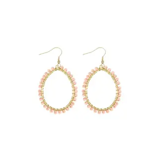 ZUSSS ZUSSS OORBEL HANGER OVAAL MET KRAAL LICHTROZE / GOUD