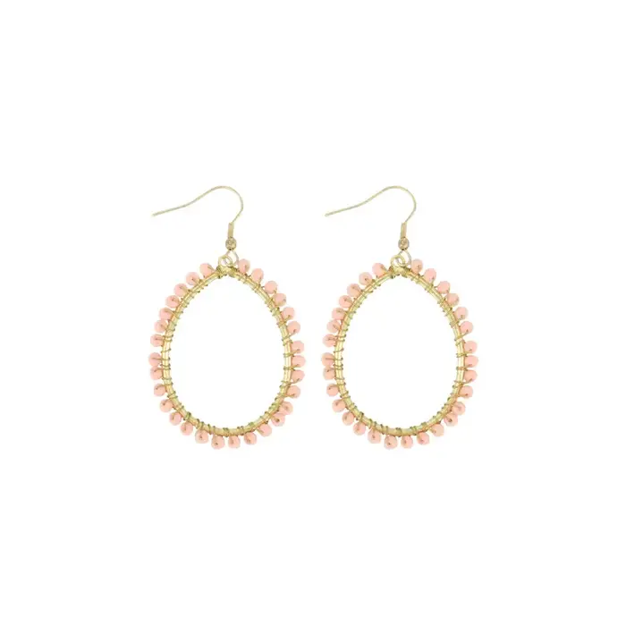 ZUSSS ZUSSS OORBEL HANGER OVAAL MET KRAAL LICHTROZE / GOUD