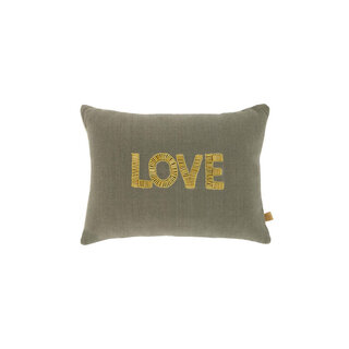 ZUSSS ZUSSS KUSSEN LOVE 25X35CM ANTRACIETGRIJS/GOUD