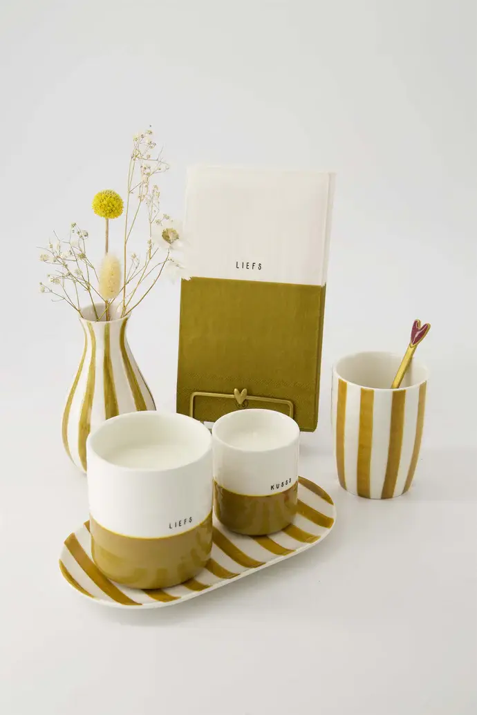 ZUSSS ZUSSS SERVETTEN LIEFS 11X20CM WIT/OKER