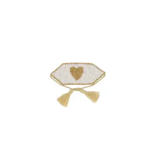 ZUSSS ZUSSS SERVETRING HARTJE WIT/GOUD