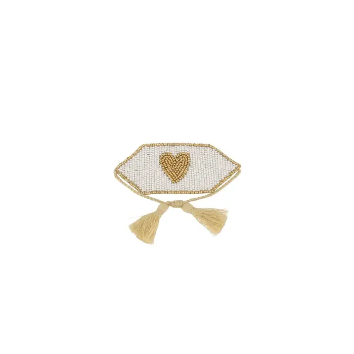 ZUSSS ZUSSS SERVETRING HARTJE WIT/GOUD