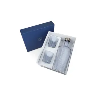 PAVEAU PAVEAU RIBBED GIFT SET TWILIGHT (BLAUWGRIJS) BOTTLE + 2 GLASSES
