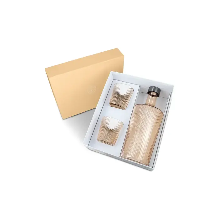 PAVEAU PAVEAU RIBBED BELLS (PERZIK) GIFT SET BOTTLE + 2 GLASSES