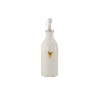 ZUSSS ZUSSS OLIE/AZIJN FLES KERAMIEK HARTJE WIT/GOUD