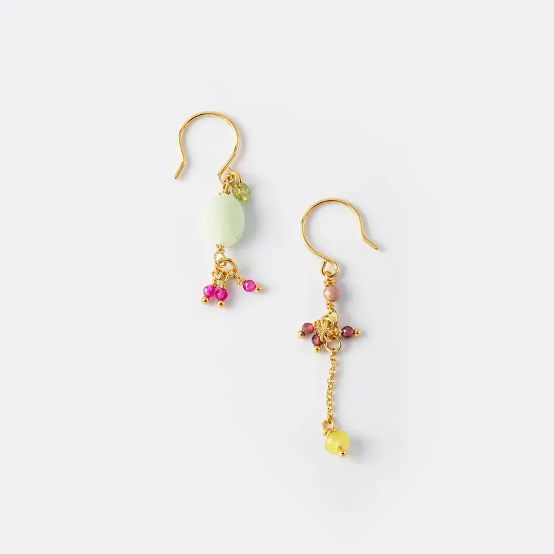 MURIELLE PERROTTI PERROTTI JADE OORRING GRENAT&ZIRCON GOLD