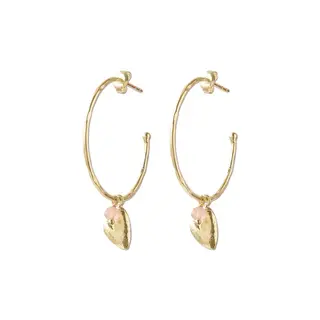 A BEAUTIFUL STORY BS SOLIDARITY ( hart cirkel ) ROSE QUARTZ EARRINGS