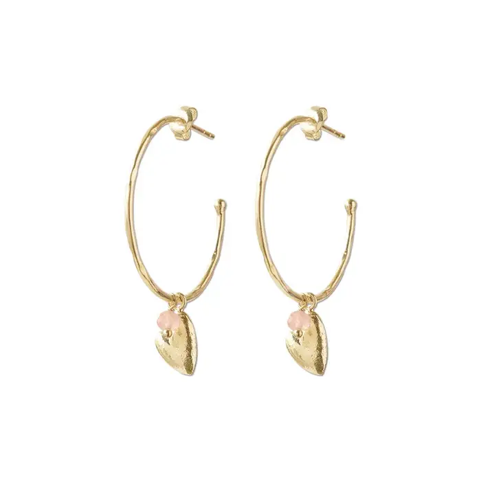 A BEAUTIFUL STORY BS SOLIDARITY ( hart cirkel ) ROSE QUARTZ EARRINGS
