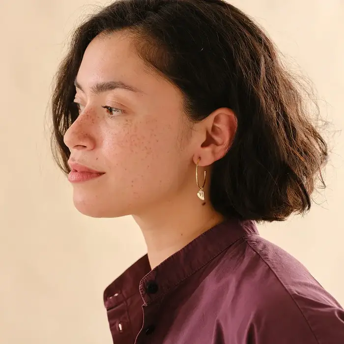 A BEAUTIFUL STORY BS SOLIDARITY ( hart cirkel ) ROSE QUARTZ EARRINGS