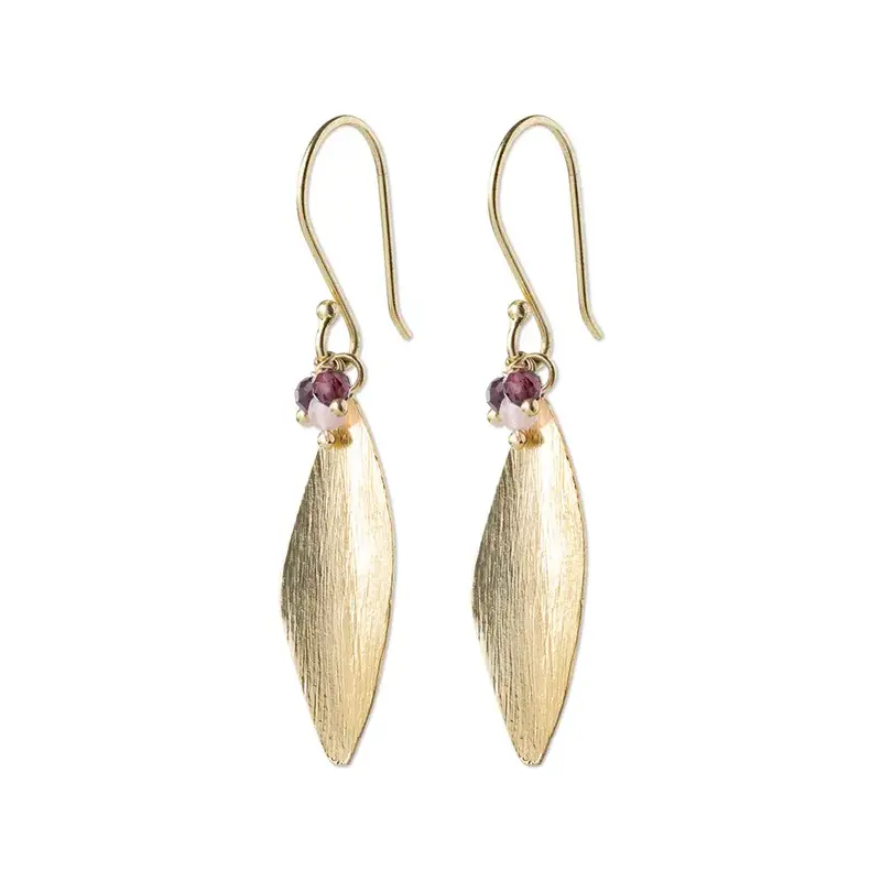 A BEAUTIFUL STORY BS LONGFUL GARNET ROSE QUARTZ EARRINGS