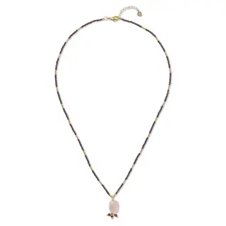 A BEAUTIFUL STORY BS FABULOUS ROSE QUARTZ GARNET NECKLACE