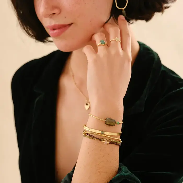 A BEAUTIFUL STORY BS BALANCED ROSE QUARTZ LABRADORITE BRACELET