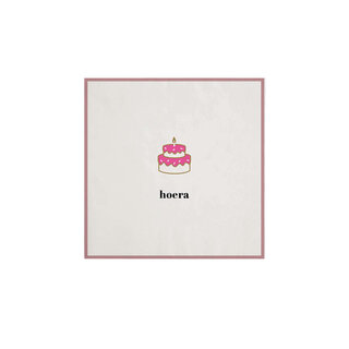 ZUSSS ZUSSS SERVETTEN VIERKANT HOERA TAART WIT/ROZE