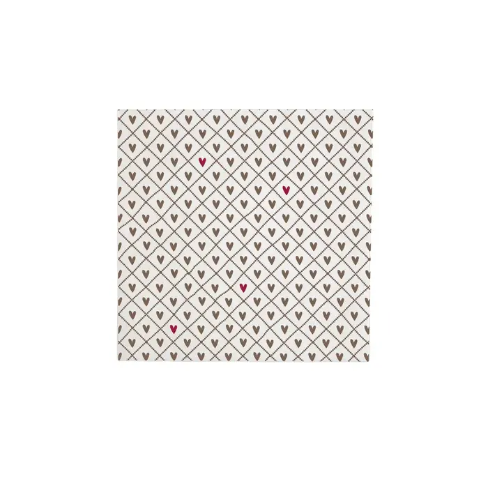 ZUSSS ZUSSS SERVETTEN VIERKANT HARTJES WIT/PORT/BRUIN