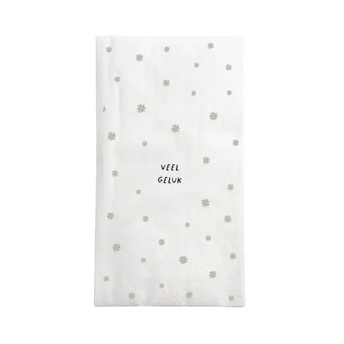 ZUSSS ZUSSS SERVETTEN RECHTHOEK VEEL GELUK WIT/GROEN