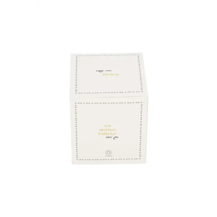 ZUSSS ZUSSS GEURKAARS KERAMIEK IN DOOSJE BEDANKT WIT/GOUD/GRIJSBLAUW