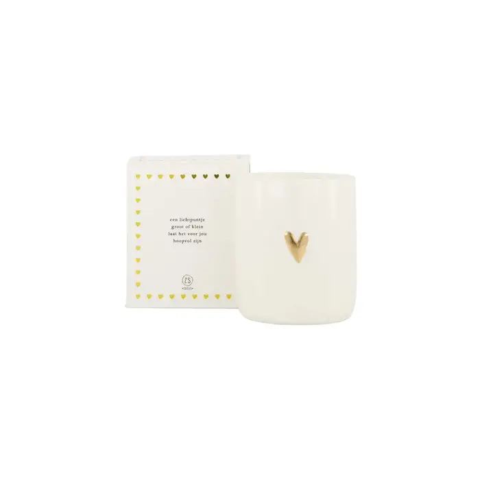 ZUSSS ZUSSS GEURKAARS KERAMIEK IN DOOSJE EEN LICHTPUNTJE HART WIT/GOUD