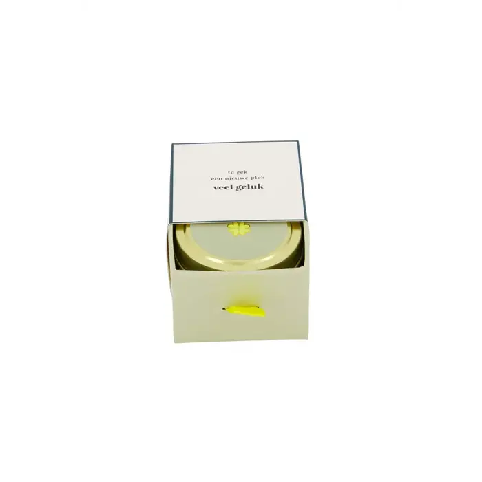 ZUSSS ZUSSS GEURKAARS TINNEN IN SCHUIFDOOSJE VEEL GELUK KLAVERTJE WIT/GROEN