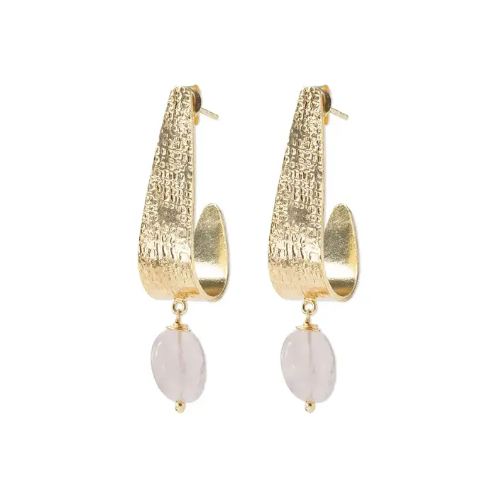 A BEAUTIFUL STORY BS AMAZING ROSE QUARTZ EARRINGS