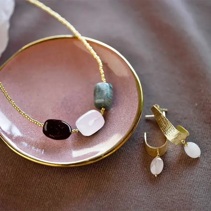 A BEAUTIFUL STORY BS AMAZING ROSE QUARTZ EARRINGS