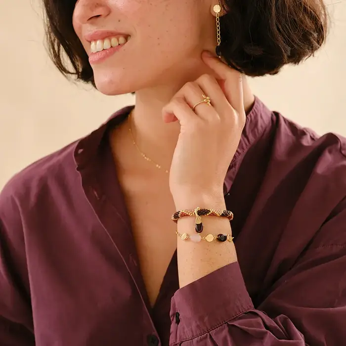 A BEAUTIFUL STORY BS AESTHETIC ROSE QUARTZ GARNET BRACELET