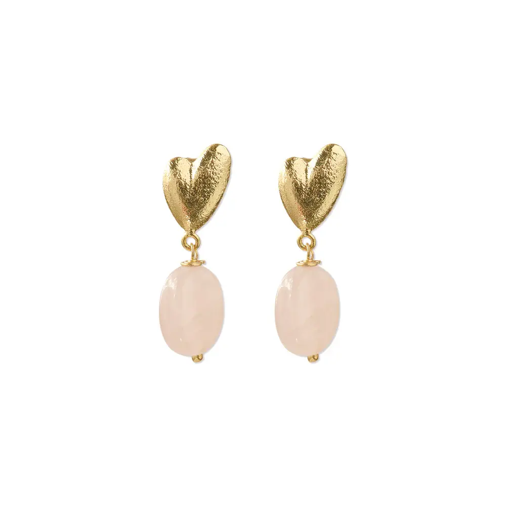 A BEAUTIFUL STORY BS HEAVENLY ROSE QUARTZ EARRINGS