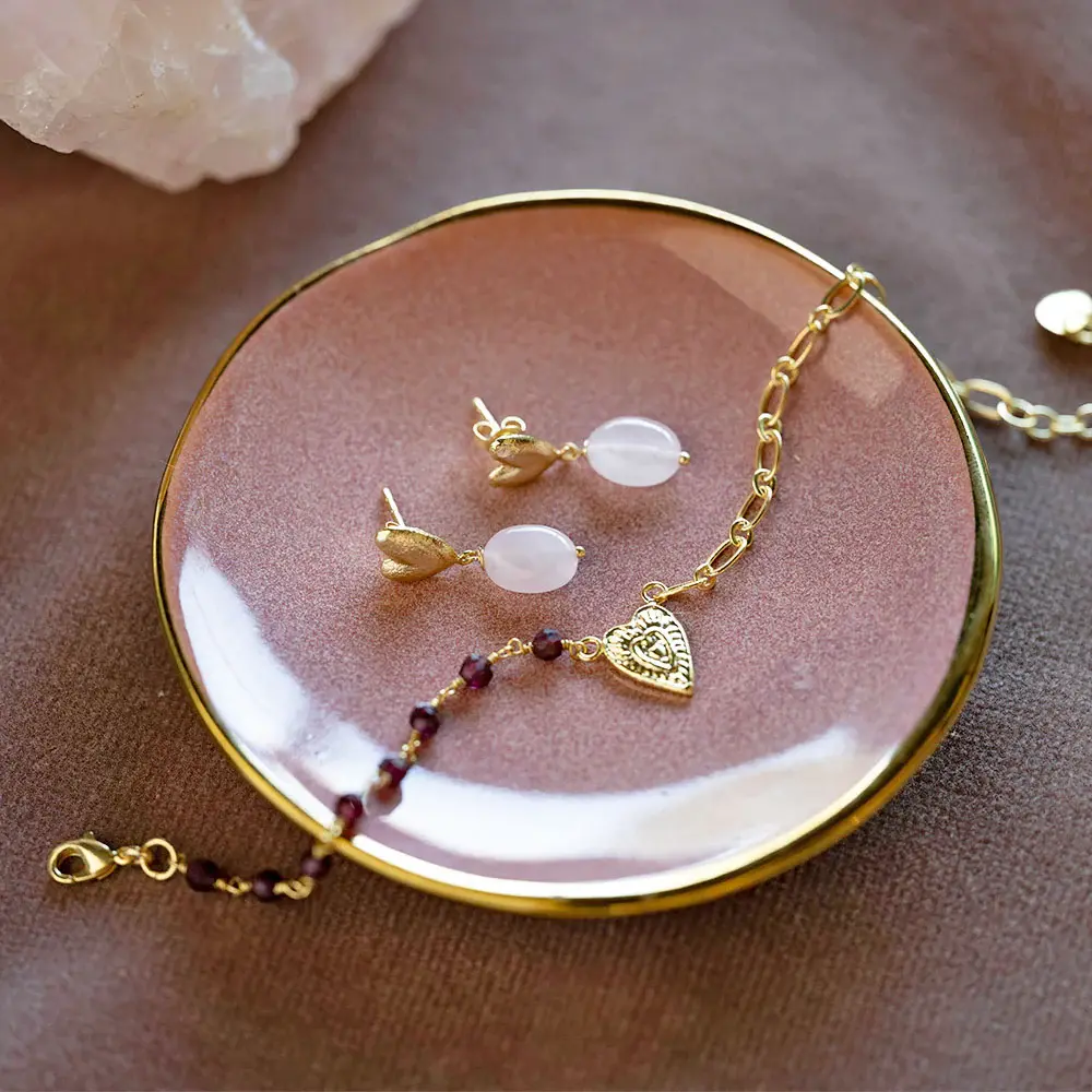 A BEAUTIFUL STORY BS HEAVENLY ( hart ) ROSE QUARTZ EARRINGS