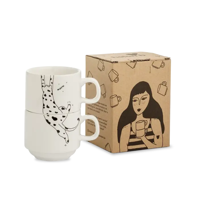 HELEN B HELEN B STAPELBARE MOKKEN MEOW (SET VAN 2)