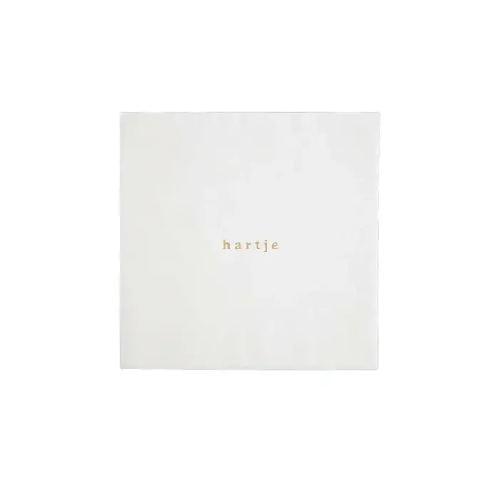 ZUSSS ZUSSS SERVETTEN VIERKANT HARTJE WIT/GOUD