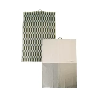 ZUSSS ZUSSS KEUKENSET JIJ BENT ZO LEUK GRAFISCH PATROON ZAND/GRIJS/GROEN