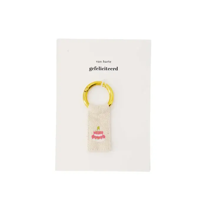 ZUSSS ZUSSS ANSICHTKAART SLEUTELHANGER TAART WIT/ROZE