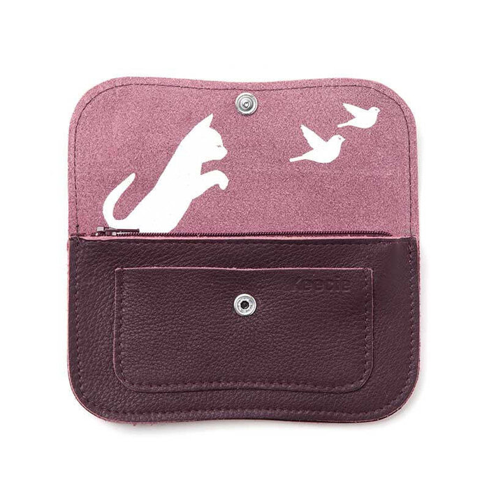 KEECIE KEECIE WALLET MEDIUM CAT CHASE AUBERGINE