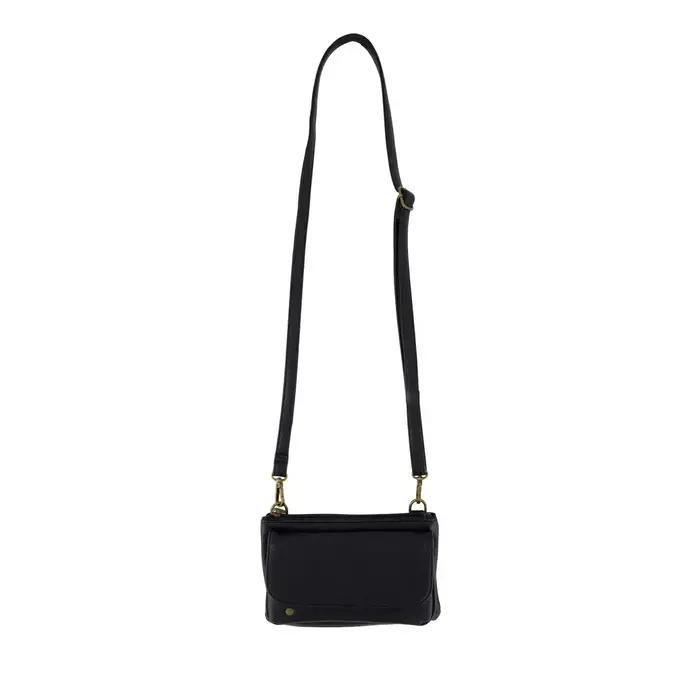 ZUSSS ZUSSS SCHOUDERTASJE MET FLAP EN KWASTJE ZWART