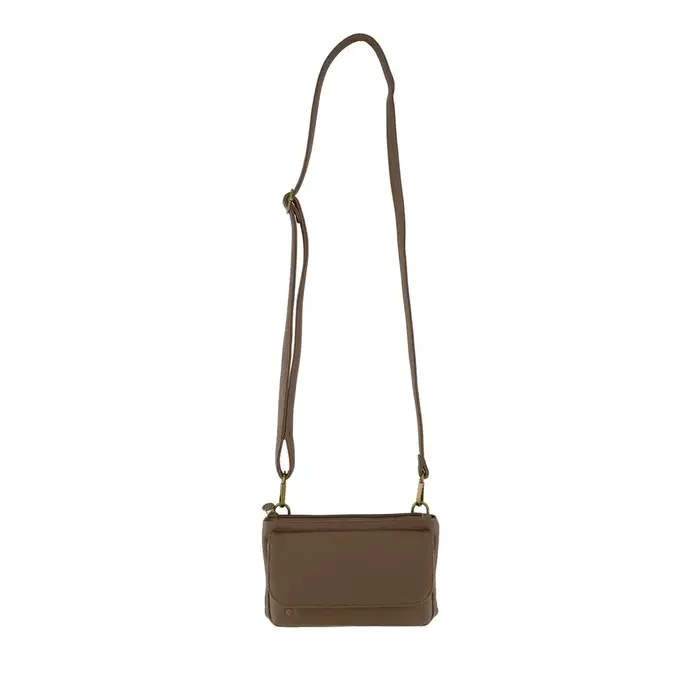 ZUSSS ZUSSS SCHOUDERTASJE MET FLAP EN KWASTJE MID BROWN