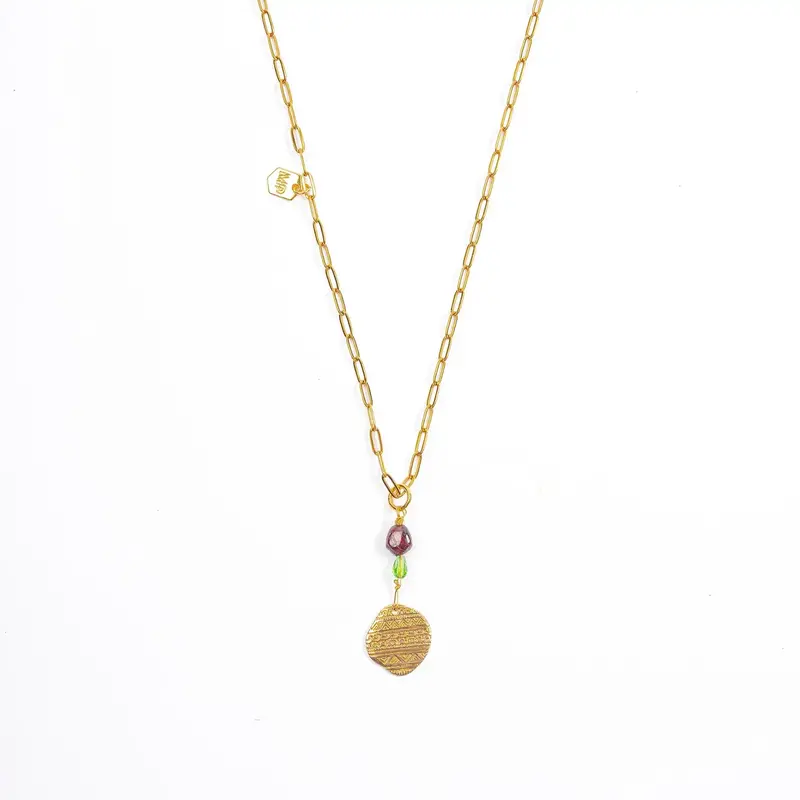 MURIELLE PERROTTI PERROTTI TEMPO KETTING GRANAAT GOLD GREEN