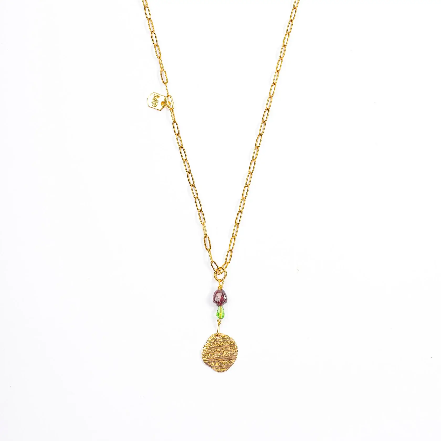 MURIELLE PERROTTI PERROTTI TEMPO KETTING GRANAAT GOLD GREEN