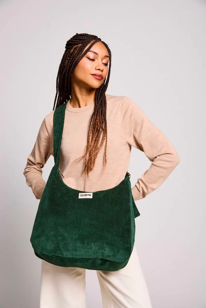 HINDBAG HINDBAG SAC HOBO CLAIRE VELOURS SAPIN