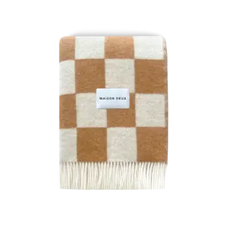 MAISON DEUX MAISON DEUX CHECKERBOARD BLANKET TERRA WHITE 130 X 200 CM