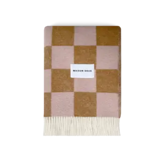 MAISON DEUX MAISON DEUX CHECKERBOARD BLANKET TERRA PINK 130 X 200 CM