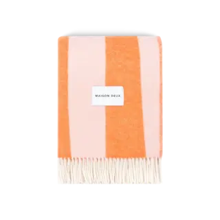 MAISON DEUX MAISON DEUX ROUGH STRIPE BLANKET PINK CARROT 130 X 200 CM
