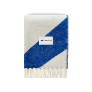 MAISON DEUX MAISON DEUX SWIRL BLANKET COBALT BLUE WHITE 130 X 200 CM