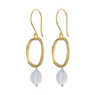 A BEAUTIFUL STORY BS GRACEFUL BLUE LACE AGATE GOLD EARRINGS