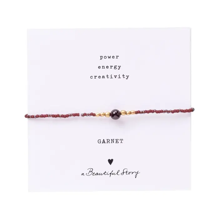A BEAUTIFUL STORY BS IRIS CARD GARNET BRACELET