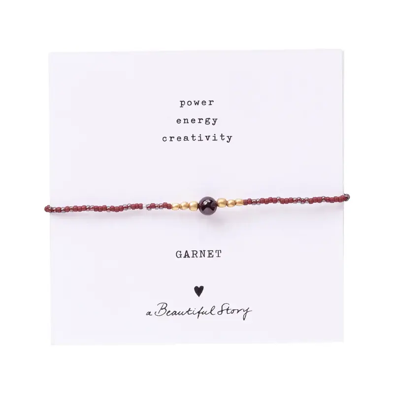 A BEAUTIFUL STORY BS IRIS CARD GARNET BRACELET